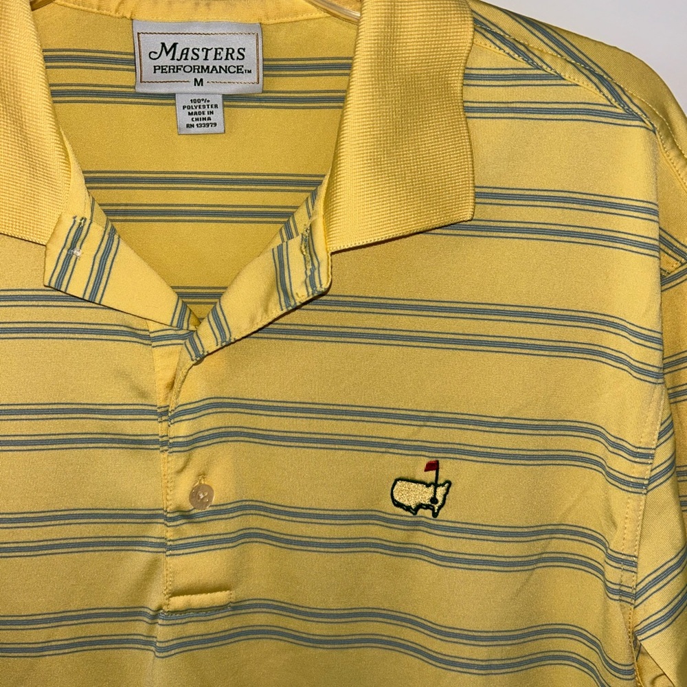 Masters Performance men’s yellow blue stripe short sleeve polo size Medium - Picture 3 of 11